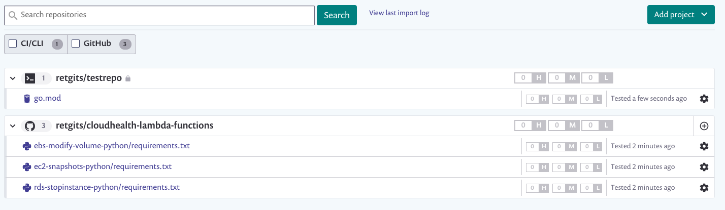 snyk with github repos
