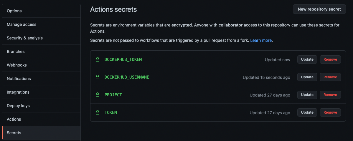 github secrets